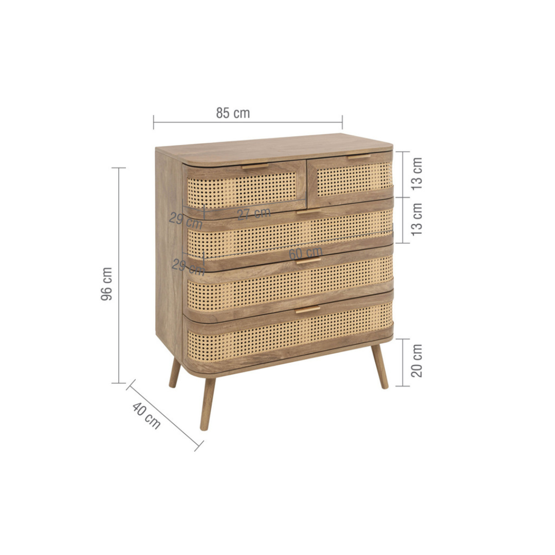 Milo 5 Drawer Rattan Chest