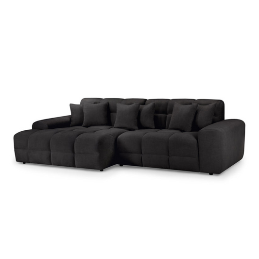 Valencia Corner Sofa Black - Left Hand Facing