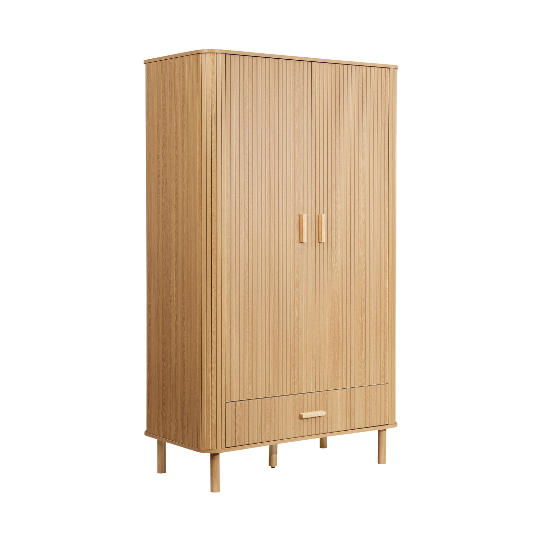Lille Two Door One Drawer Fluted Wardrobe