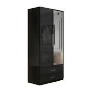 Rina Black High Gloss Two Door Two Drawer Mirrored Wardrobe