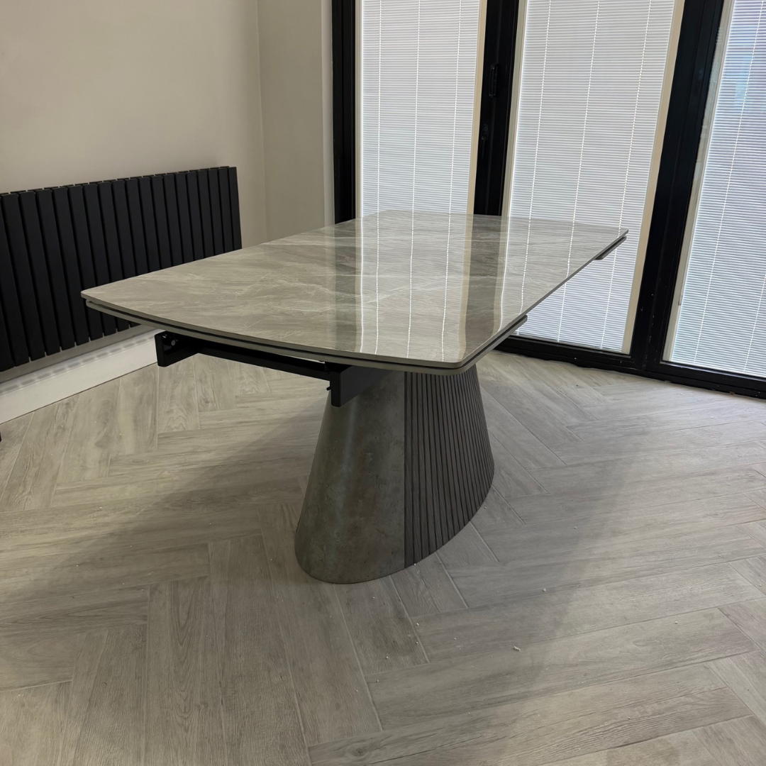 Atri Grey Sintered Stone Extendable Dining Table Set