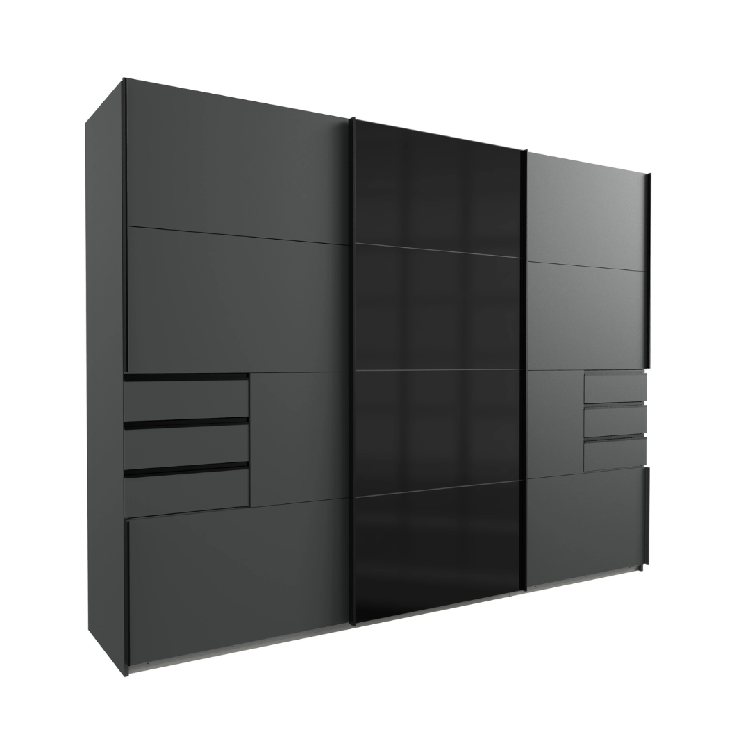 Carl Graphite Three Door Sliding Wardrobe