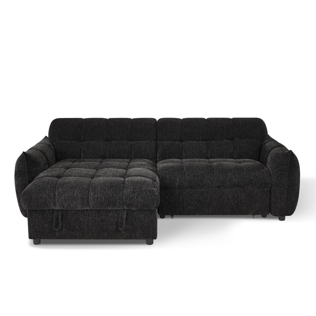 Florida Black Fabric Universal Corner Sofa Bed
