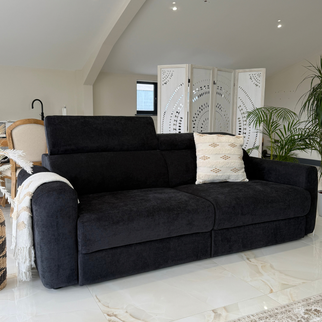 Clifton Black Electric Recliner Fabric Sofa Bed