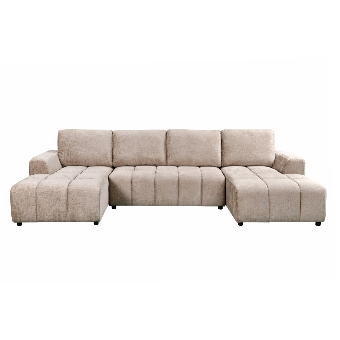 Oren Beige U Shape Corner Sofa Bed