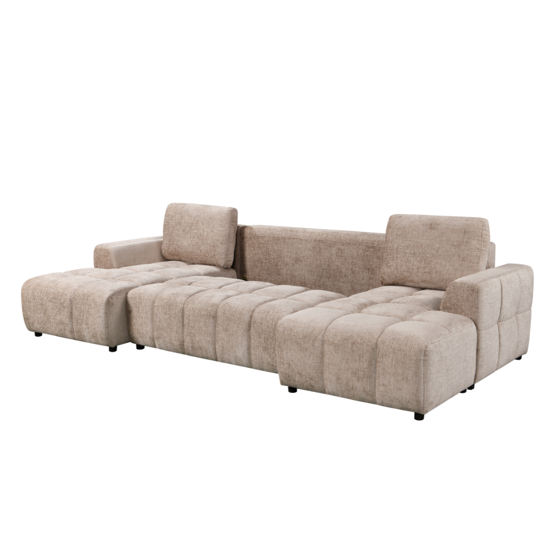 Oren Beige U Shape Corner Sofa Bed