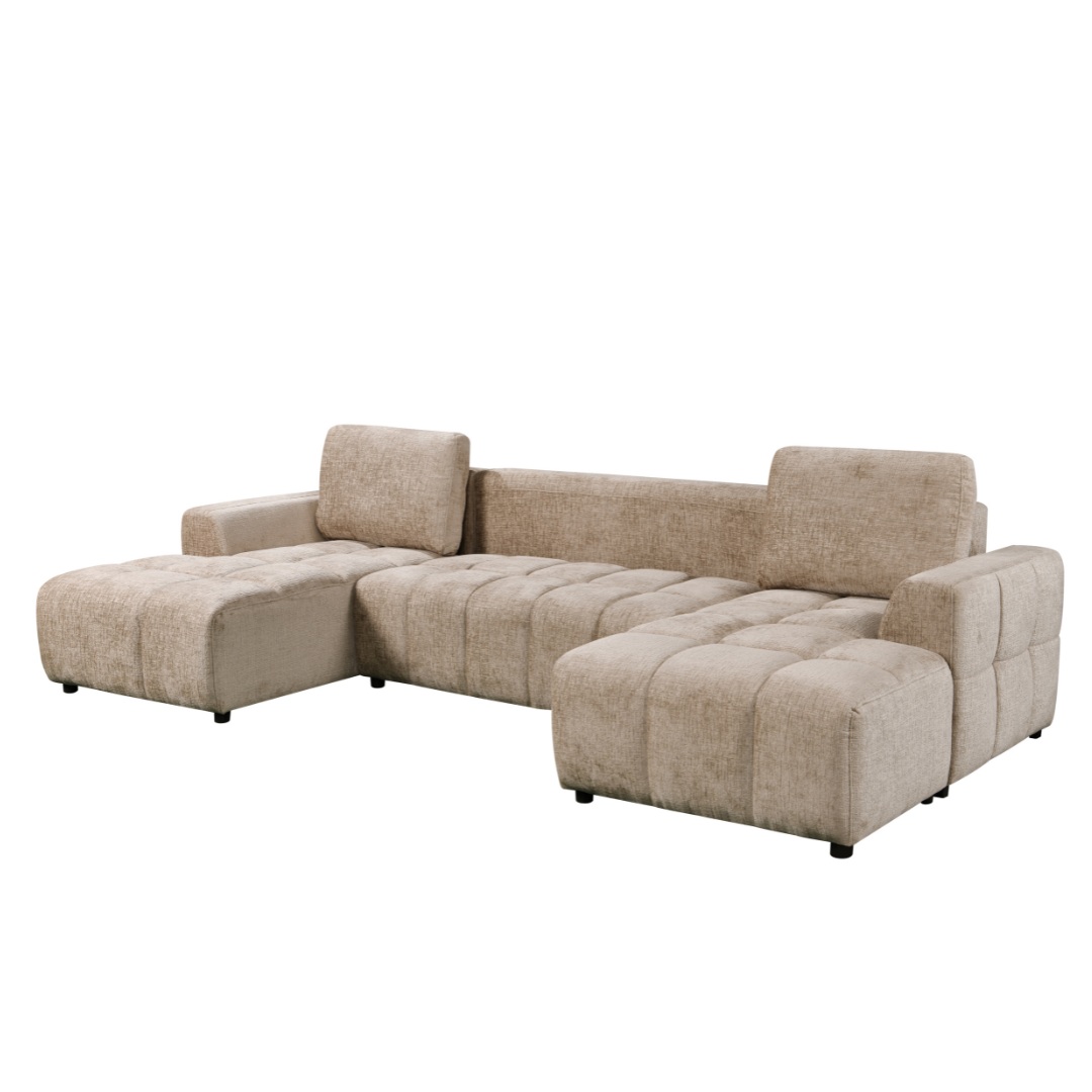 Oren Beige U Shape Corner Sofa Bed