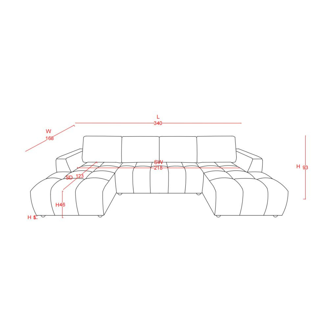Oren Beige U Shape Corner Sofa Bed