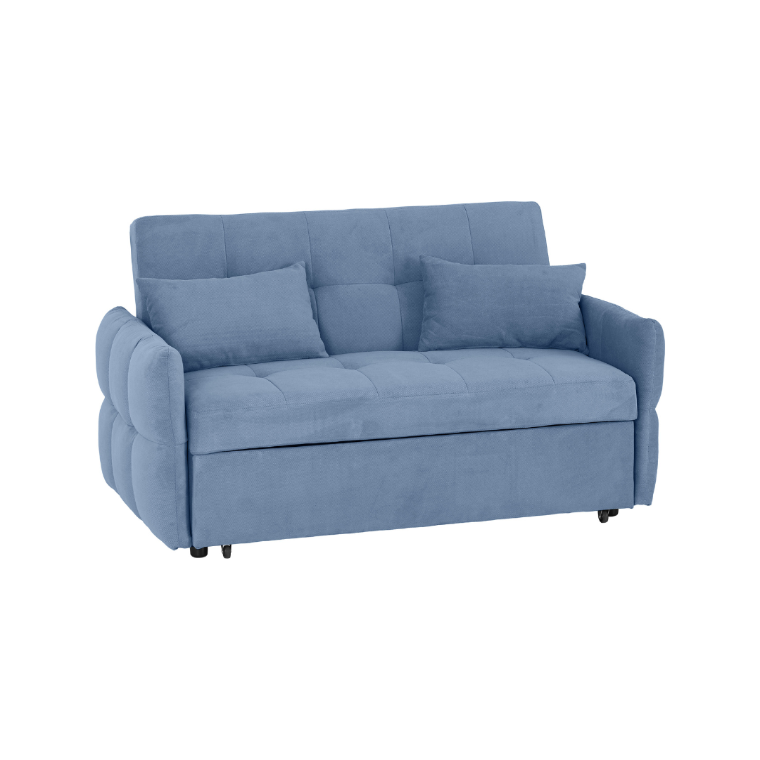 Hudson Blue Two Seater Pull Out Sofa Bed