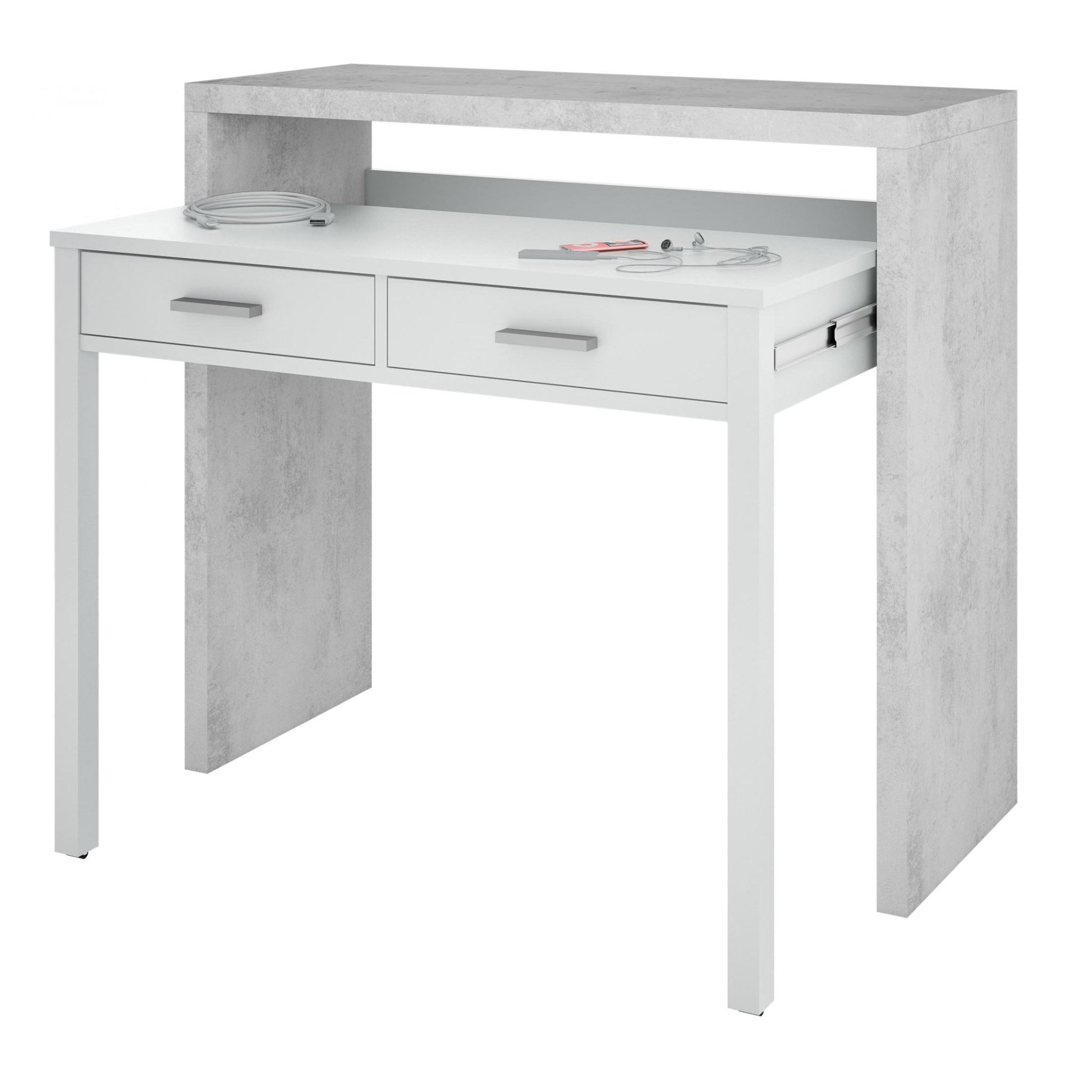 Arctic Matt Concrete Pull Out Desk - Furniturezone