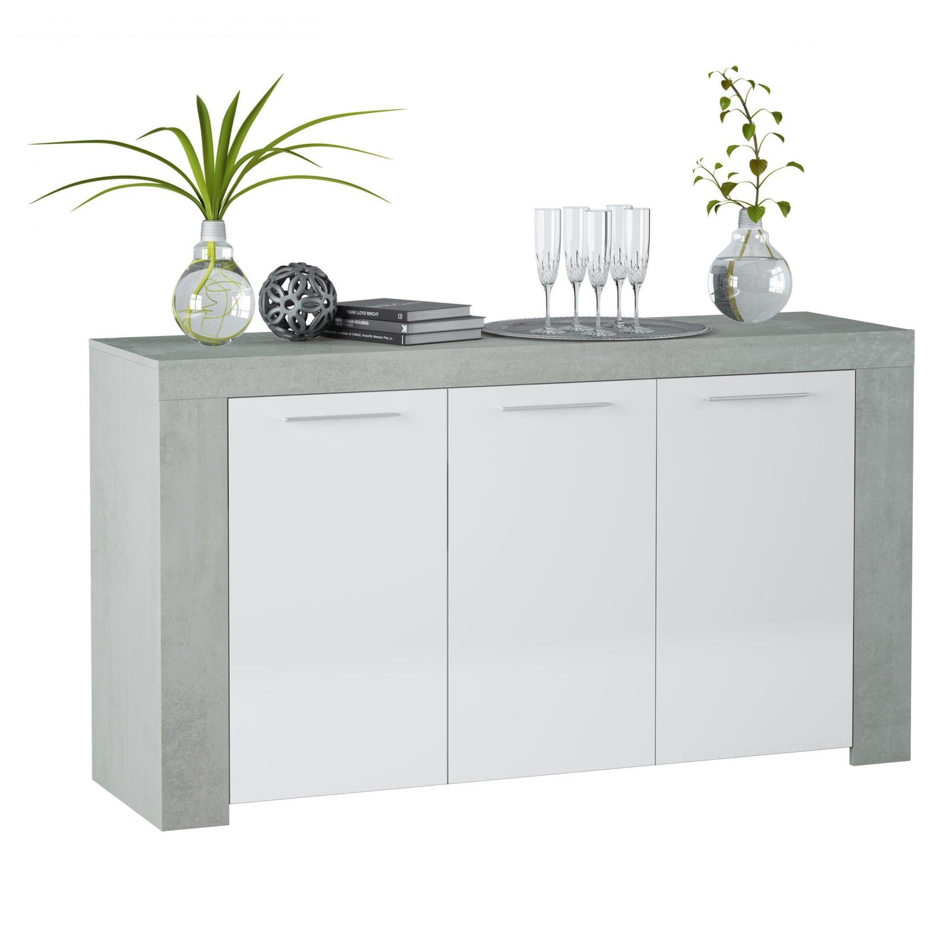 Arctic Matt Concrete Sideboard - Furniturezone