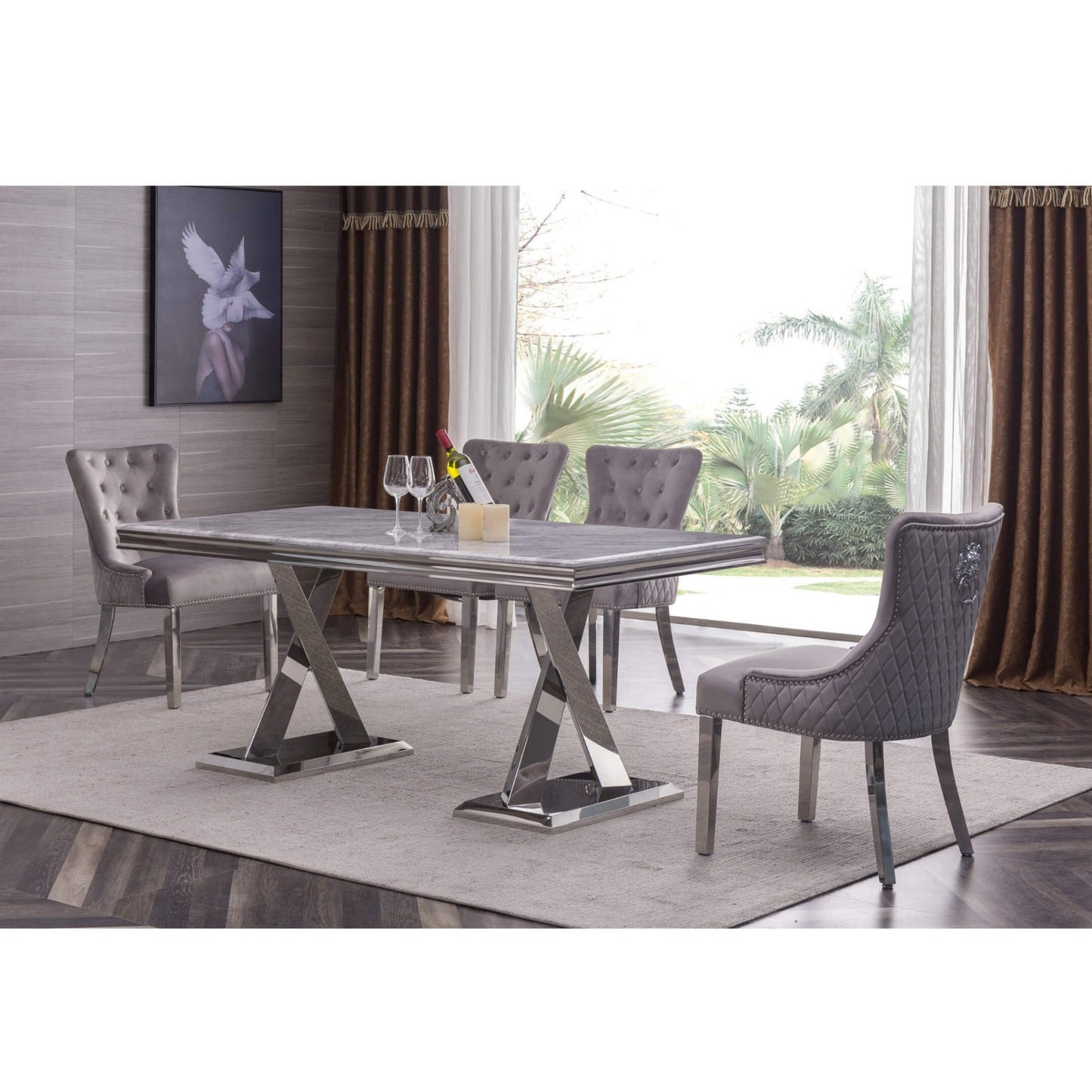 Ashridge Marble Dining Table Set - Furniturezone