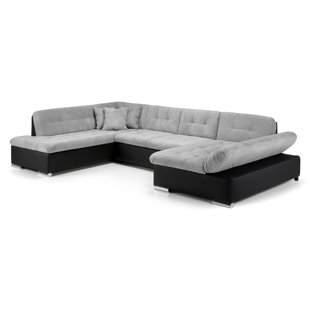 Bergen Sofa Bed Black/Grey Left Hand Facing U Shape Corner - Furniturezone