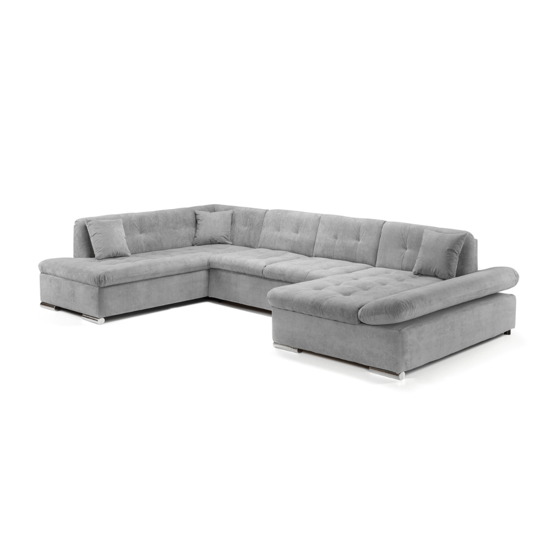 Bergen Sofa Bed Grey Left Hand Facing U Shape Corner - Furniturezone