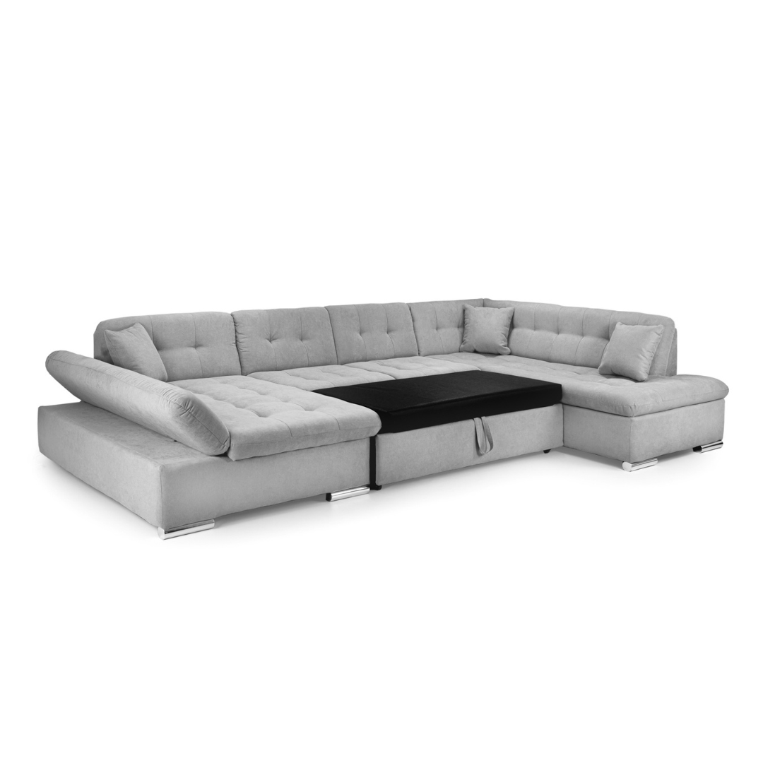 Bergen Sofa Bed Grey Right Hand Facing U Shape Corner - Furniturezone