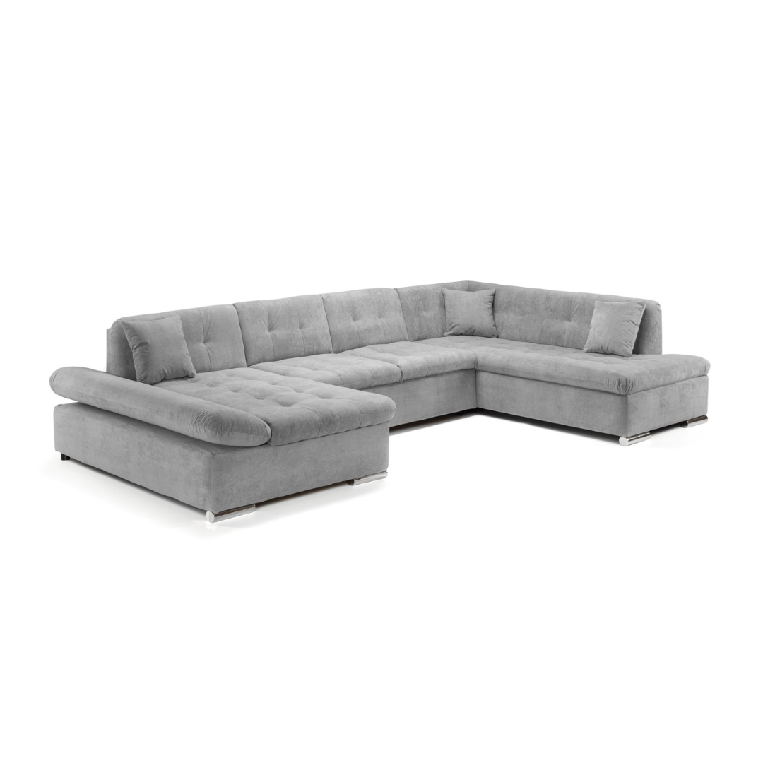 Bergen Sofa Bed Grey Right Hand Facing U Shape Corner - Furniturezone