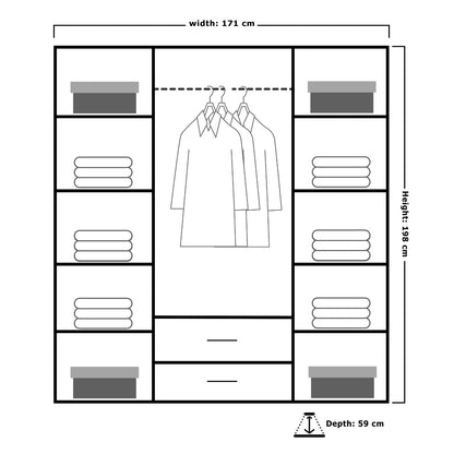 Boston 4 Door Wardrobe - Furniturezone