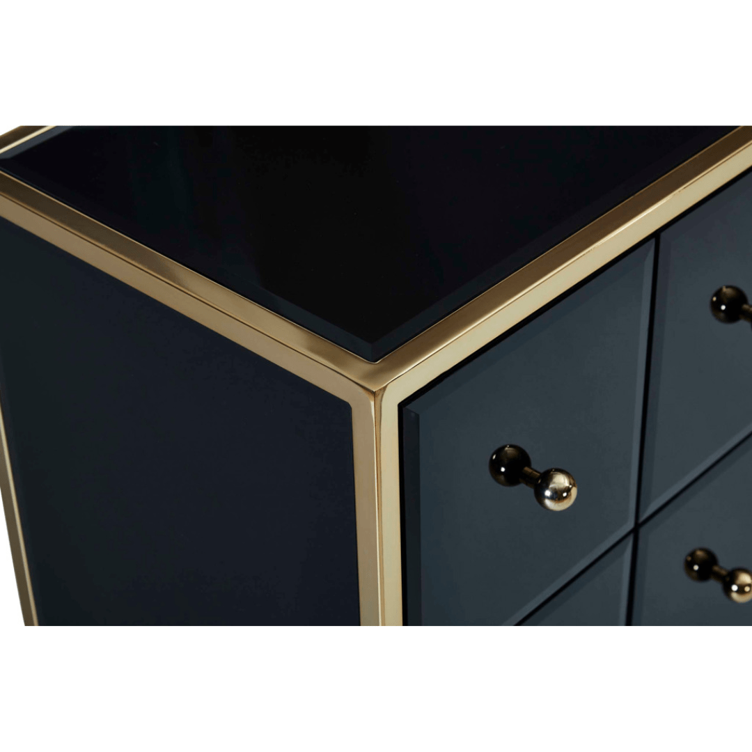 Brizio Black Glass Chest Of Drawers - Furniturezone