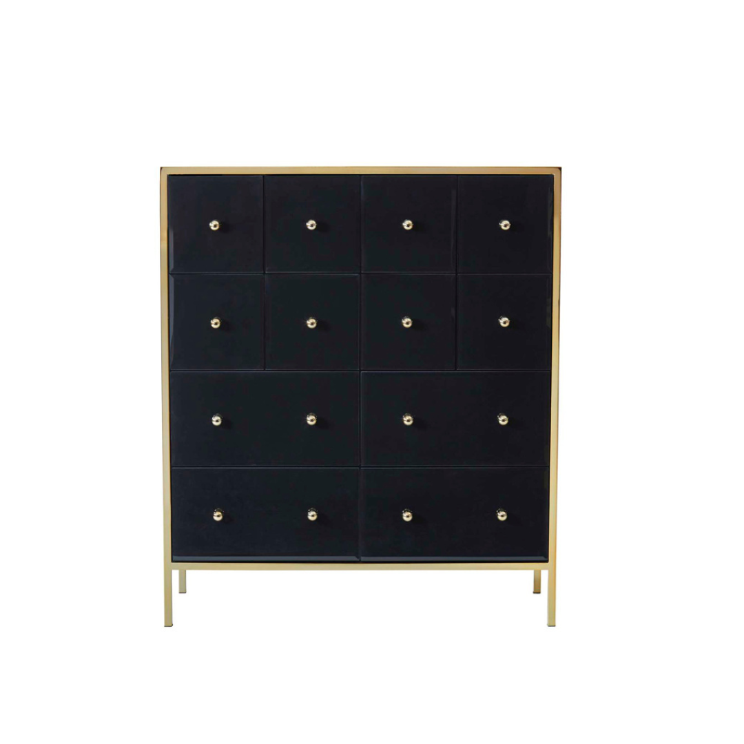 Brizio Black Glass Chest Of Drawers