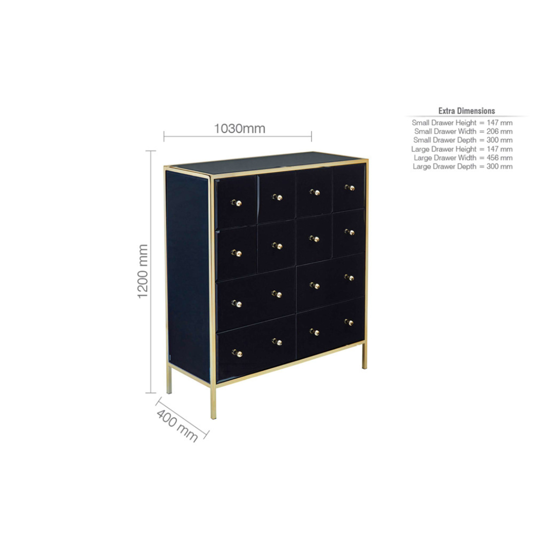 Brizio Black Glass Chest Of Drawers