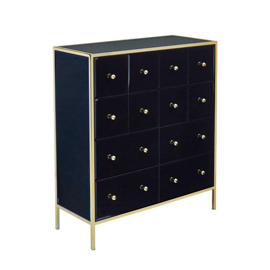 Brizio Black Glass Chest Of Drawers