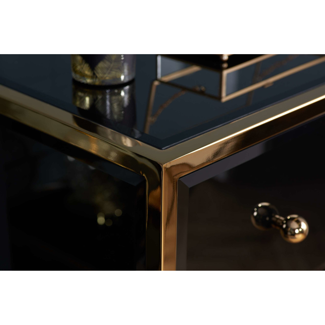 Brizio Black Glass Chest Of Drawers