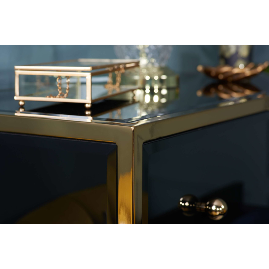 Brizio Black Glass Chest Of Drawers