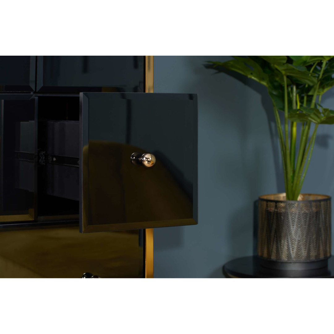 Brizio Black Glass Chest Of Drawers