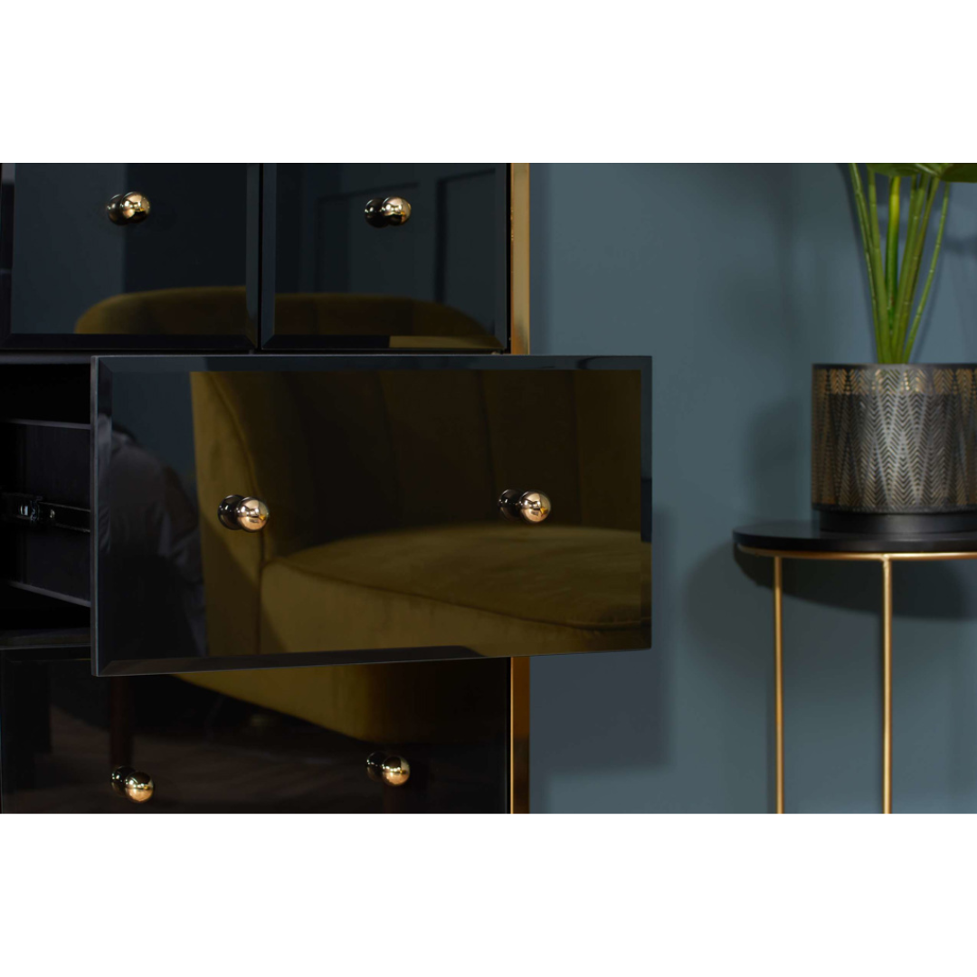 Brizio Black Glass Chest Of Drawers