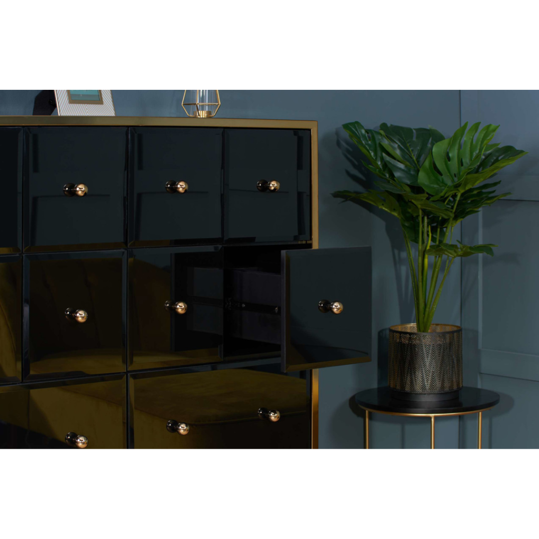 Brizio Black Glass Chest Of Drawers