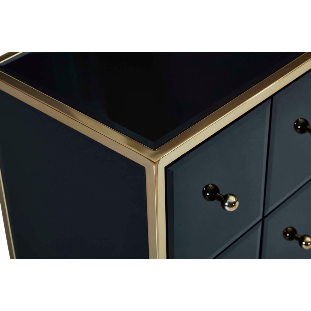 Brizio Black Glass Chest Of Drawers