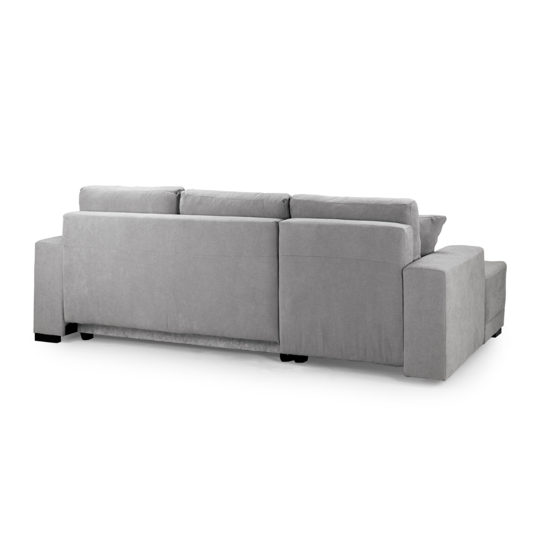 Canali Grey Fabric & Black PVC Corner Sofa Bed - Furniturezone