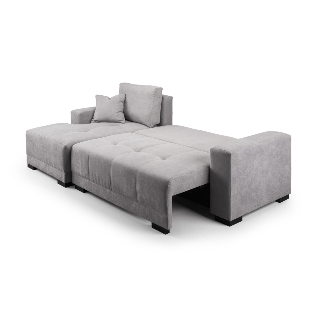 Canali Grey Fabric & Black PVC Corner Sofa Bed - Furniturezone