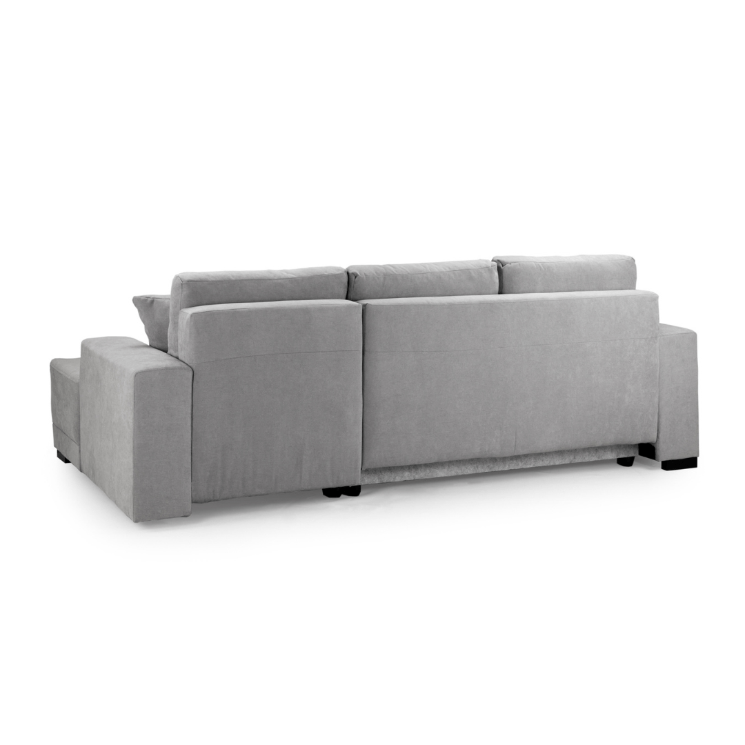 Canali Grey Fabric & Black PVC Corner Sofa Bed - Furniturezone