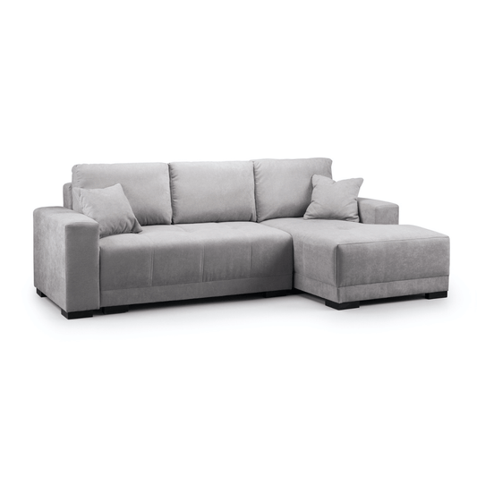 Canali Grey Fabric & Black PVC Corner Sofa Bed - Furniturezone