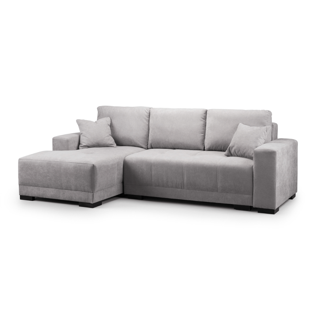 Canali Grey Fabric & Black PVC Corner Sofa Bed - Furniturezone