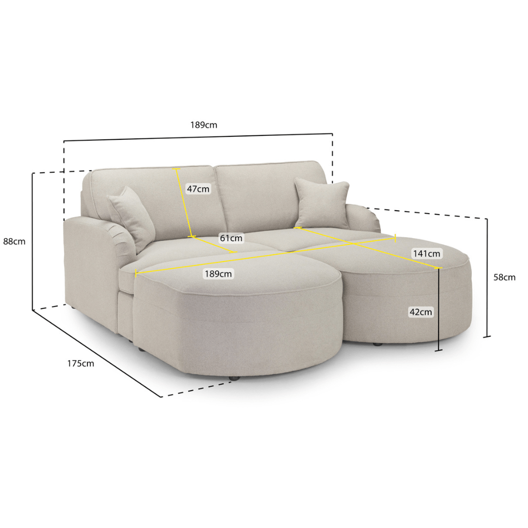 Castillo 3 Seater Beige Sofa - Furniturezone