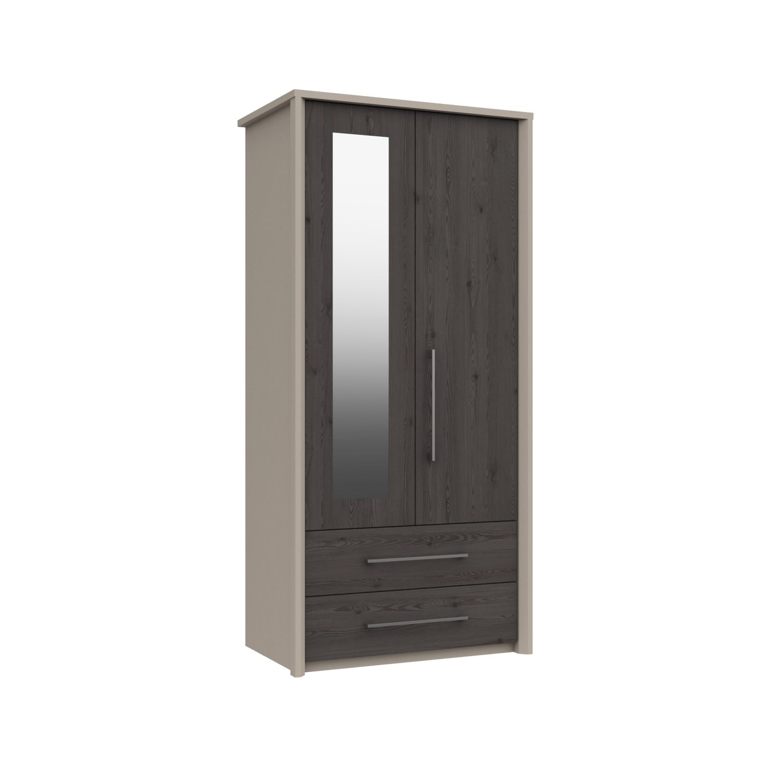 Castro Anthracite Larch Two Door Combi Wardrobe (Assembled) - Furniturezone