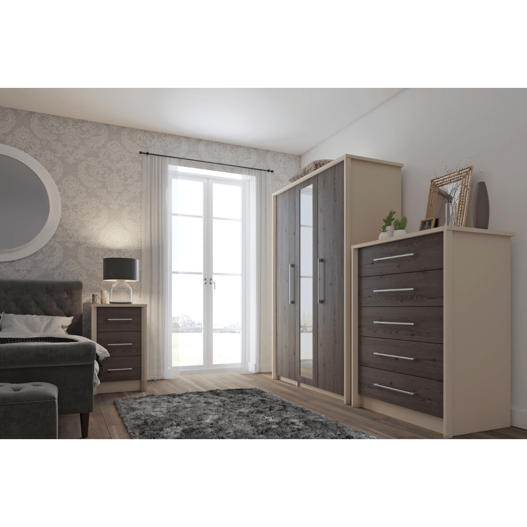 Castro Anthracite Larch Two Door Combi Wardrobe (Assembled) - Furniturezone