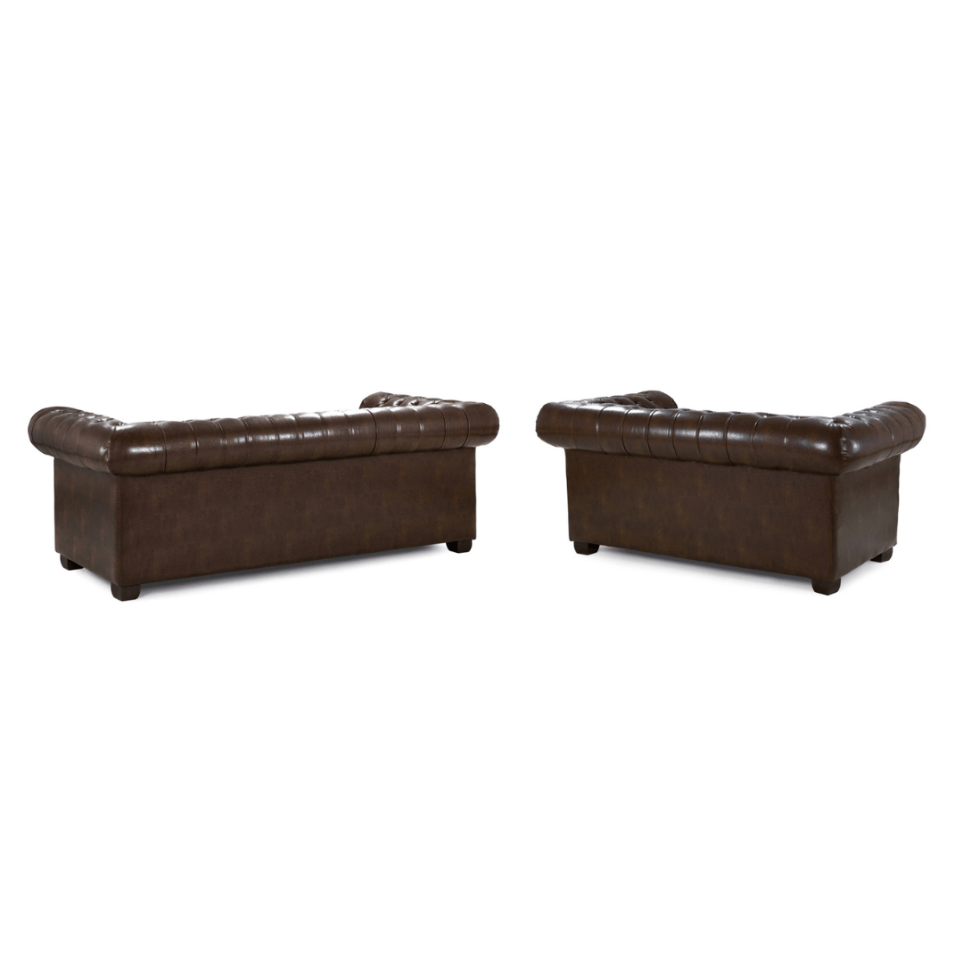 Chesterfield Bonded Leather 3+2 Seater Sofa Set - Furniturezone