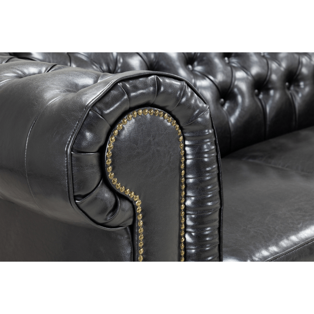 Chesterfield Bonded Leather Corner Sofa - Furniturezone