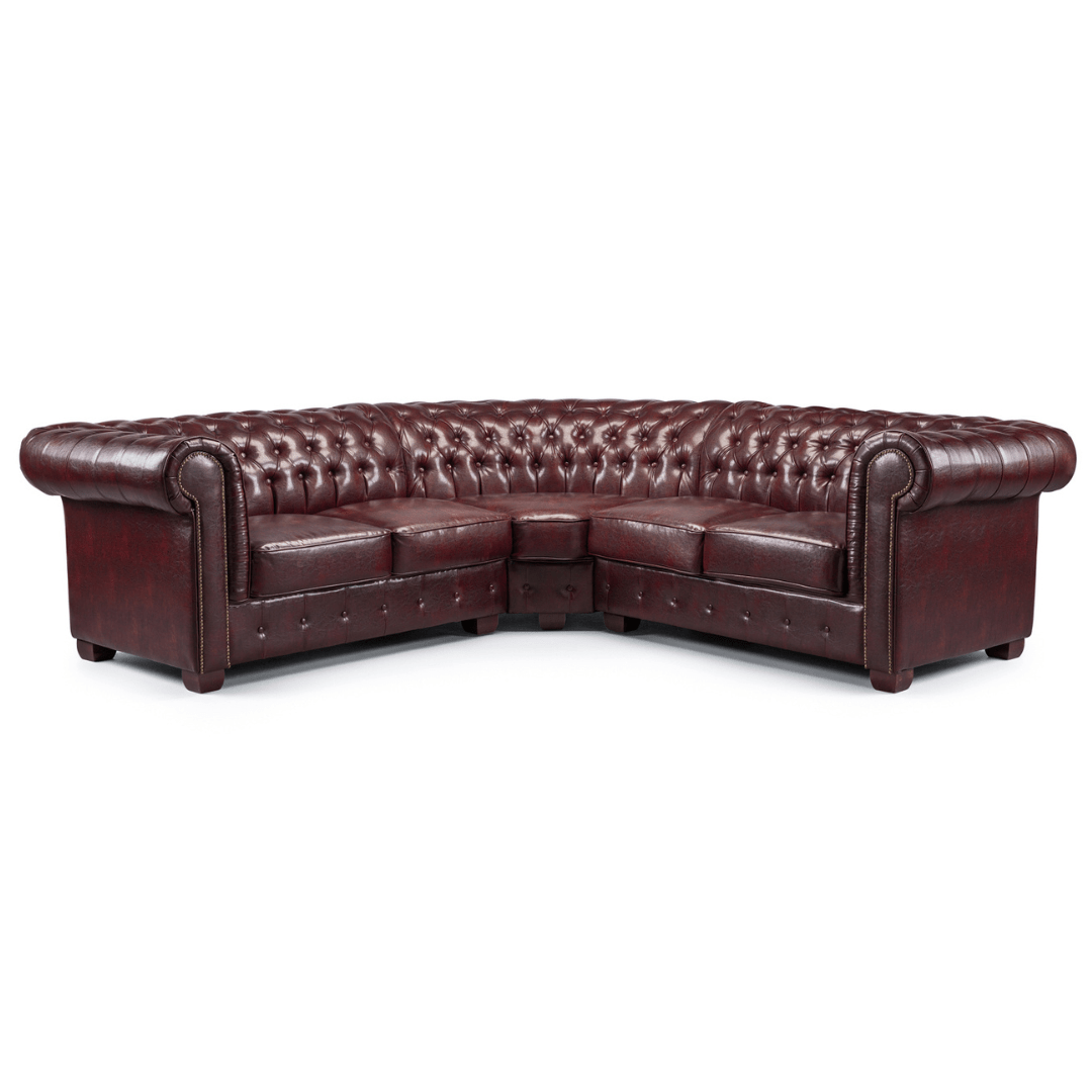 Chesterfield Bonded Leather Corner Sofa - Furniturezone