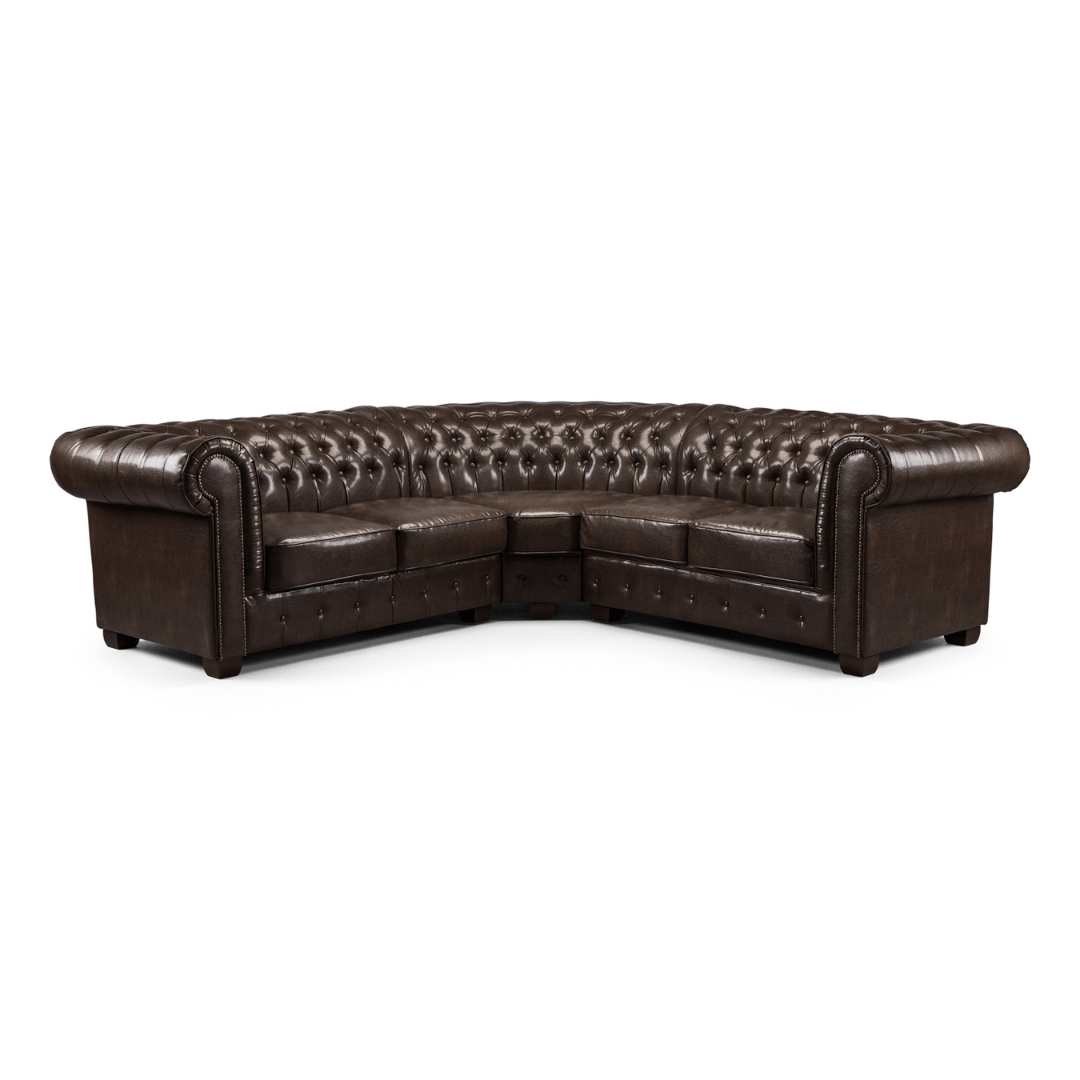 Chesterfield Bonded Leather Corner Sofa - Furniturezone