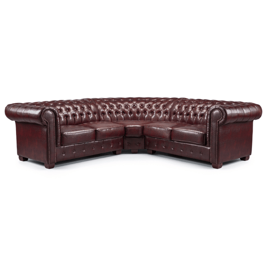 Chesterfield Bonded Leather Corner Sofa - Furniturezone