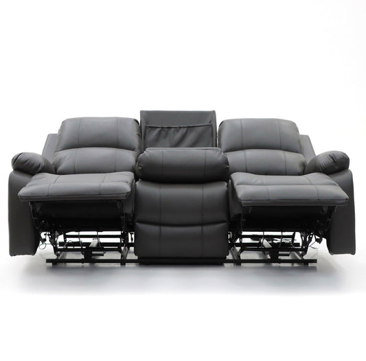 Costa Electric Recliner Sofa Black 3 Seater - Furniturezone