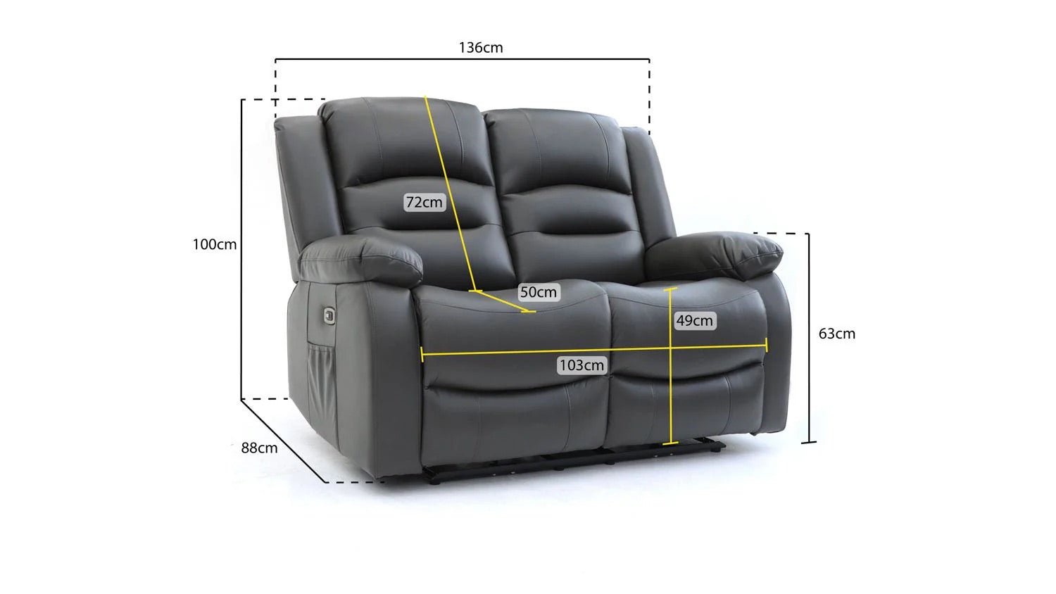 Costa Electric Recliner Sofa Grey 2 Seater - Furniturezone