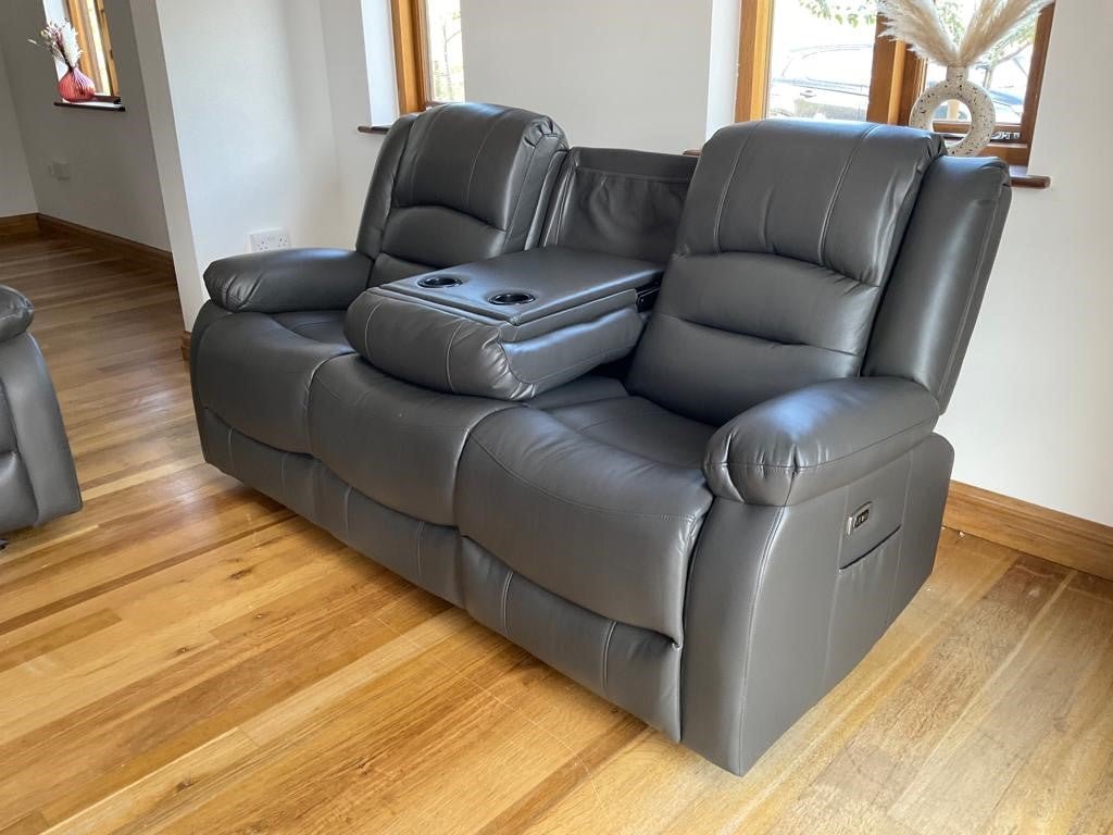 Costa Electric Recliner Sofa Grey 3 Seater - Furniturezone