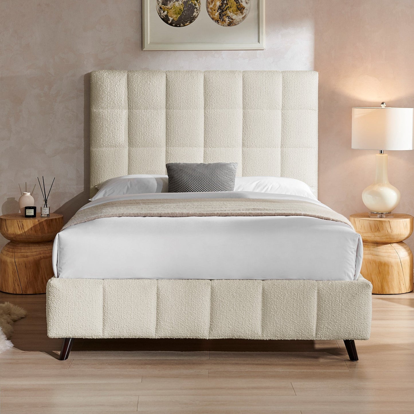 Della Ivory Boucle Bed Frame - Furniturezone