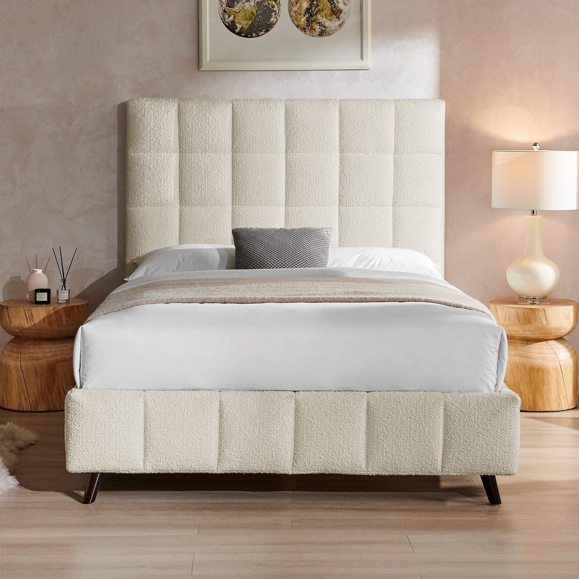 Della Ivory Boucle Bed Frame - Furniturezone