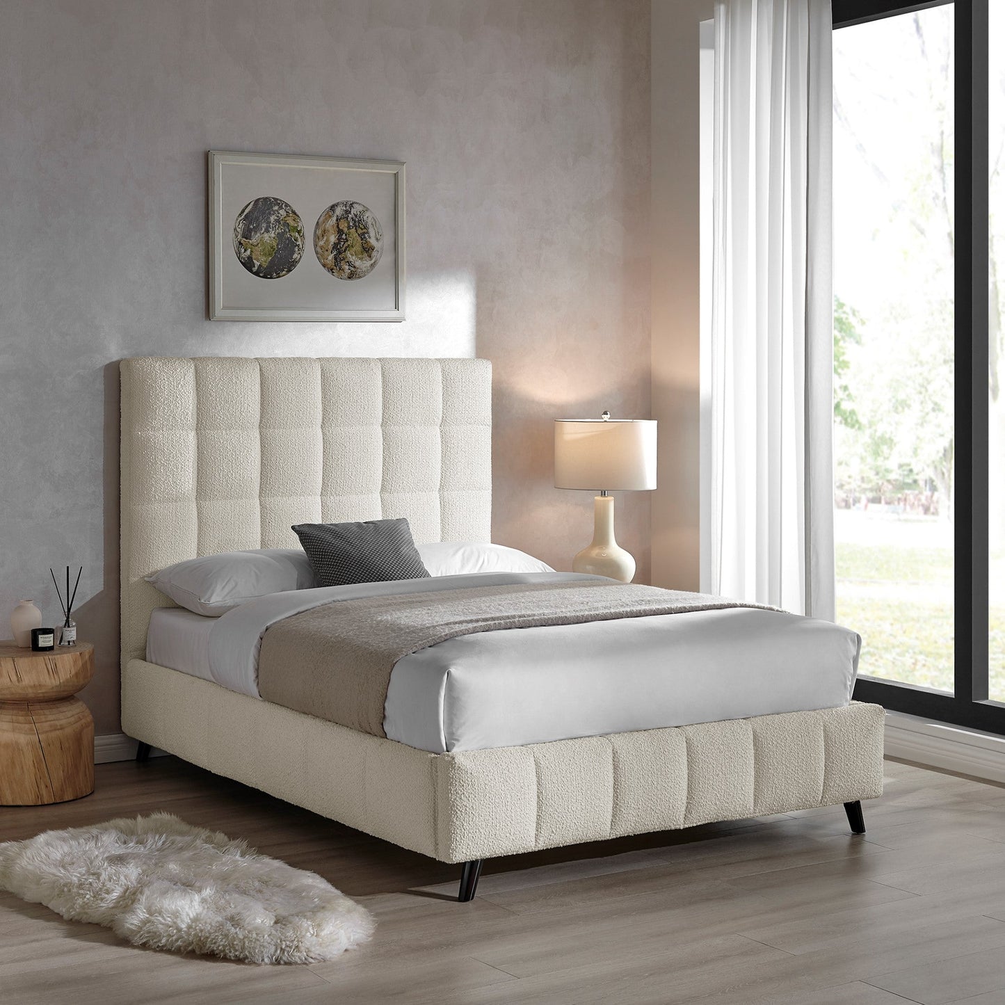 Della Ivory Boucle Bed Frame - Furniturezone